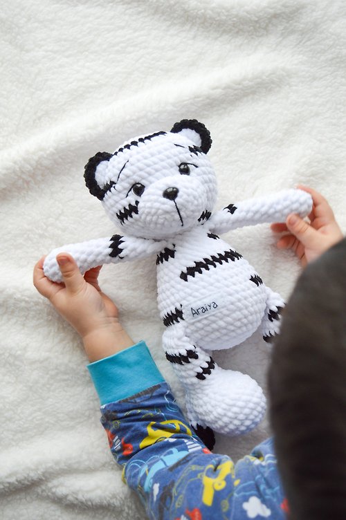GarbatkaToys White tiger plush toy, cute crochet tiger personalized gifts for babies