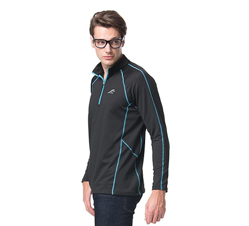 MIT Long Sleeve Stand Collar Sweatshirt - ชุดกีฬาผู้ชาย - ไนลอน สีดำ