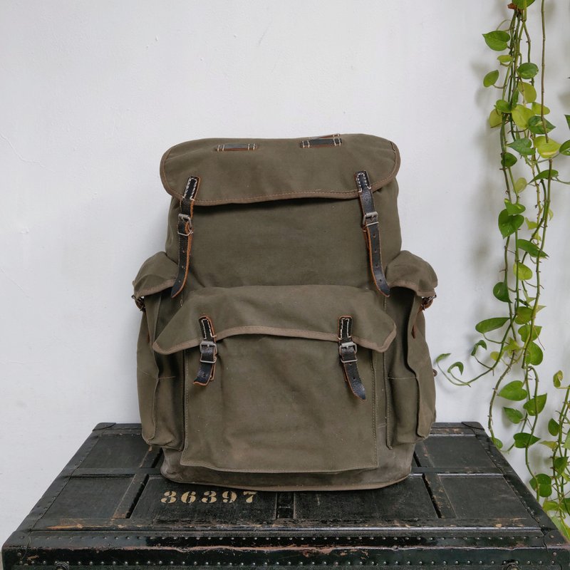 Backpack_R137_outdoor - กระเป๋าเป้สะพายหลัง - ผ้าฝ้าย/ผ้าลินิน สีกากี