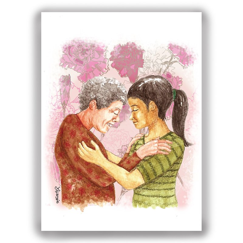 Mother's Day-Hand-painted Illustration Mother Card/Universal Card/Card/Postcard/Illustration Card-I Love Mom - การ์ด/โปสการ์ด - กระดาษ หลากหลายสี