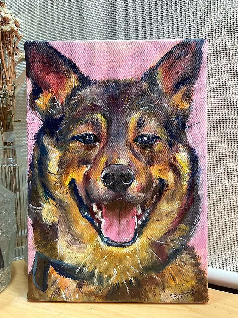 Customized texture-pet oil painting│Limited orders│22 x 17 cm - หมอน - ลินิน สึชมพู