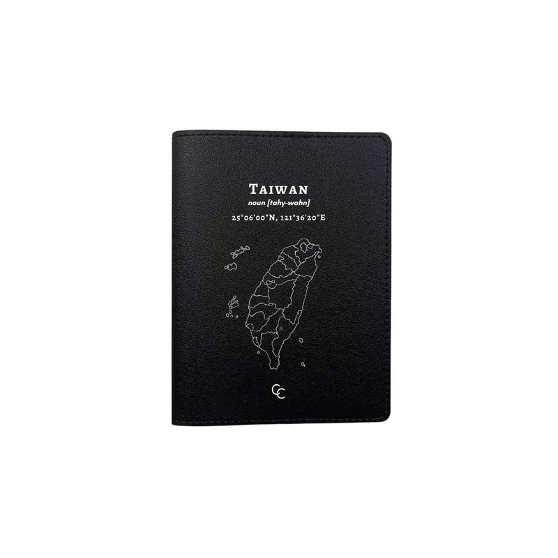 Taiwan hand-painted map leather passport cover - Passport Holders & Cases - Faux Leather Black