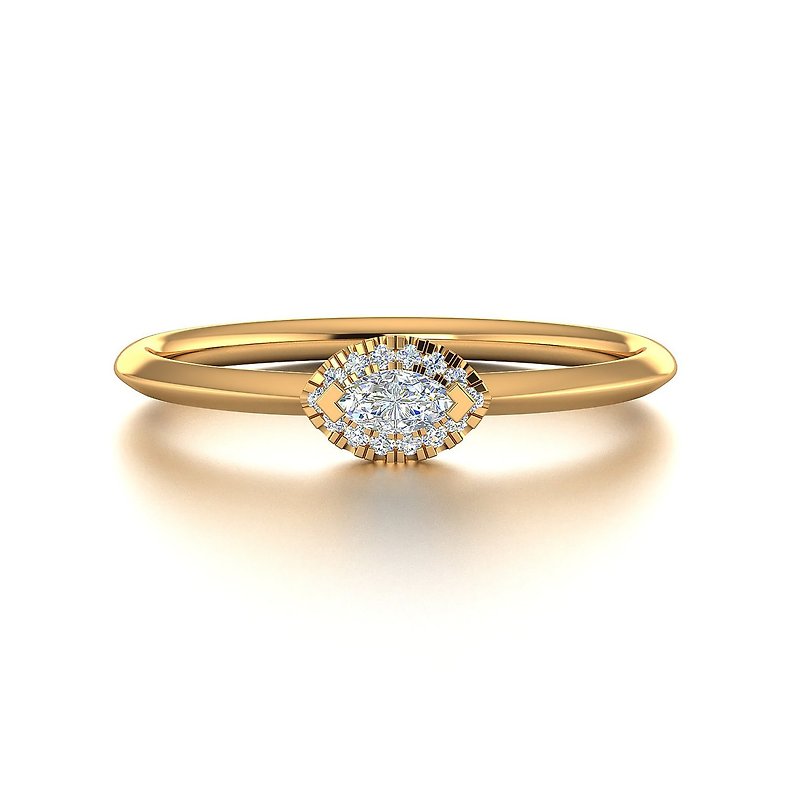 【Custom Order】18k Yellow Gold Evil Eye in RUBY Thin Ring - R018 - Couples' Rings - Gemstone Red