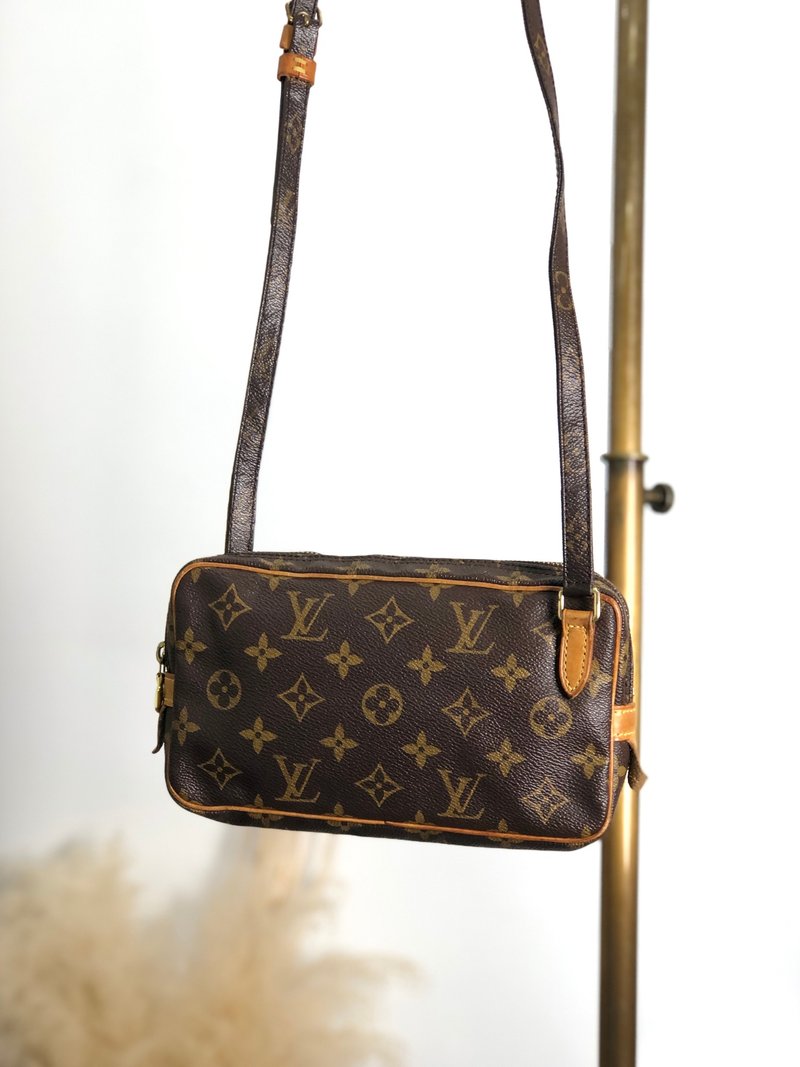 【 日本直送　名牌中古包 】LOUIS VUITTON ルイヴィトン モノグラム ショルダーバッグ ブラウン レザー マルリーバンドリエール jehezs - 側背包/斜背包 - 防水材質 咖啡色