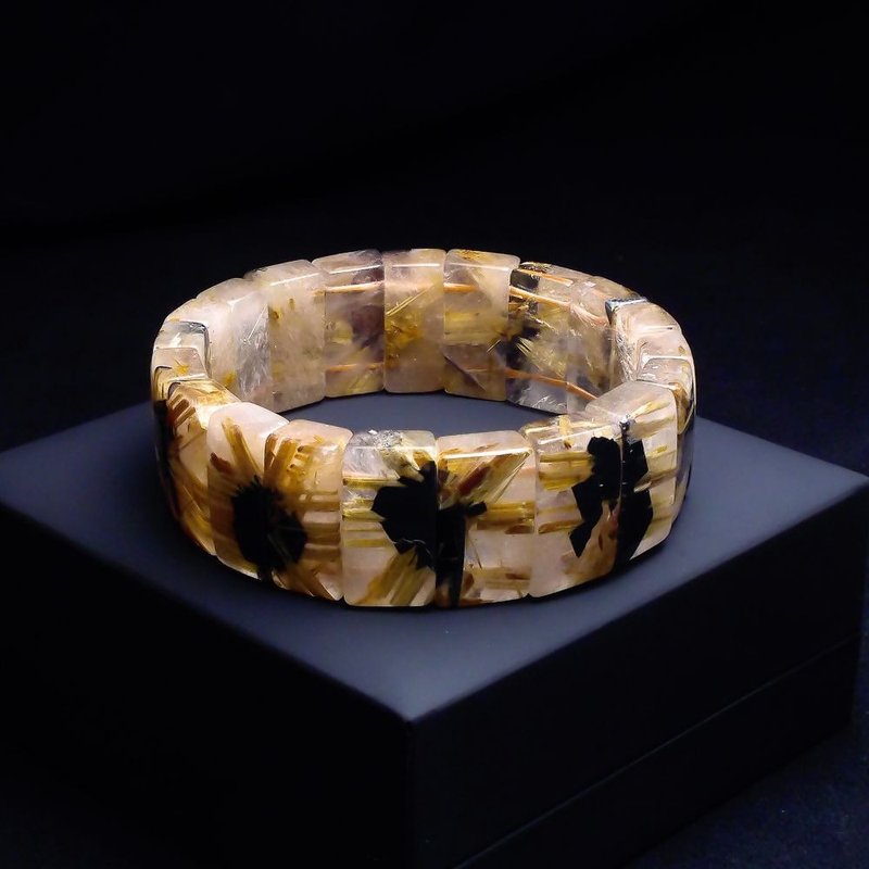 鈦晶花鈦排-版鈦 男手鍊 男手環 QBR-00085 (手圍17cm) - 手鍊/手環 - 半寶石 