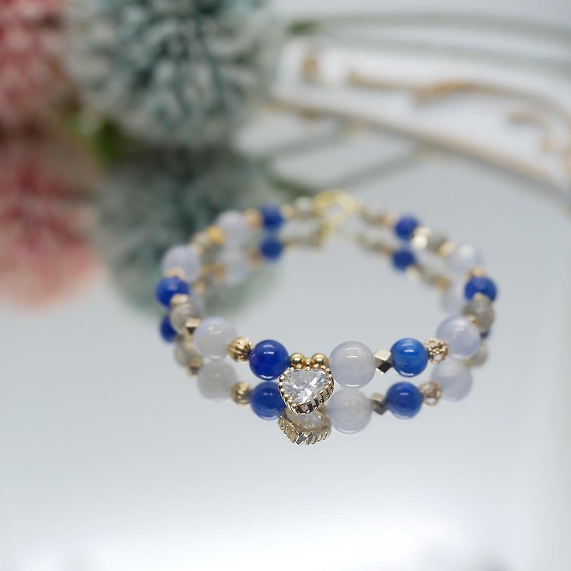 Blue Celestial Power Gemstone Crystal Bracelet Promotes Spiritual Calm Mood - สร้อยข้อมือ - คริสตัล สีน้ำเงิน