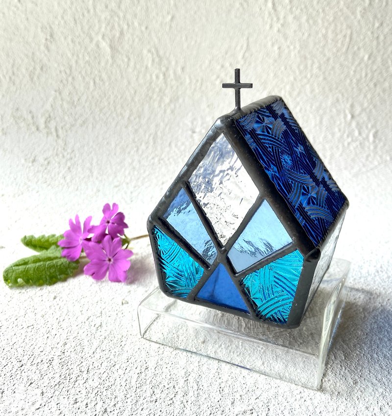 【Small church】 CELTIK Deep blue　LED専用キャンドルホルダー ステンドグラス