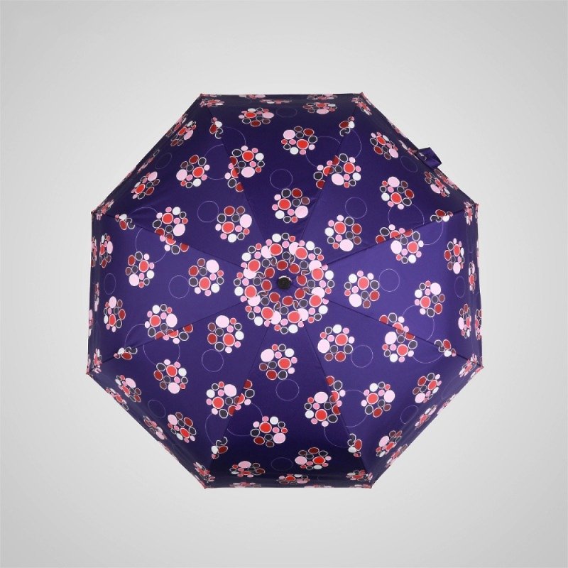 [German Kobold] Purple Rouge Drunk Dream-Ultra-lightweight Massage Handle Anti-UV Tri-fold Umbrella-Blue Purple With Rose - Umbrellas & Rain Gear - Other Materials 