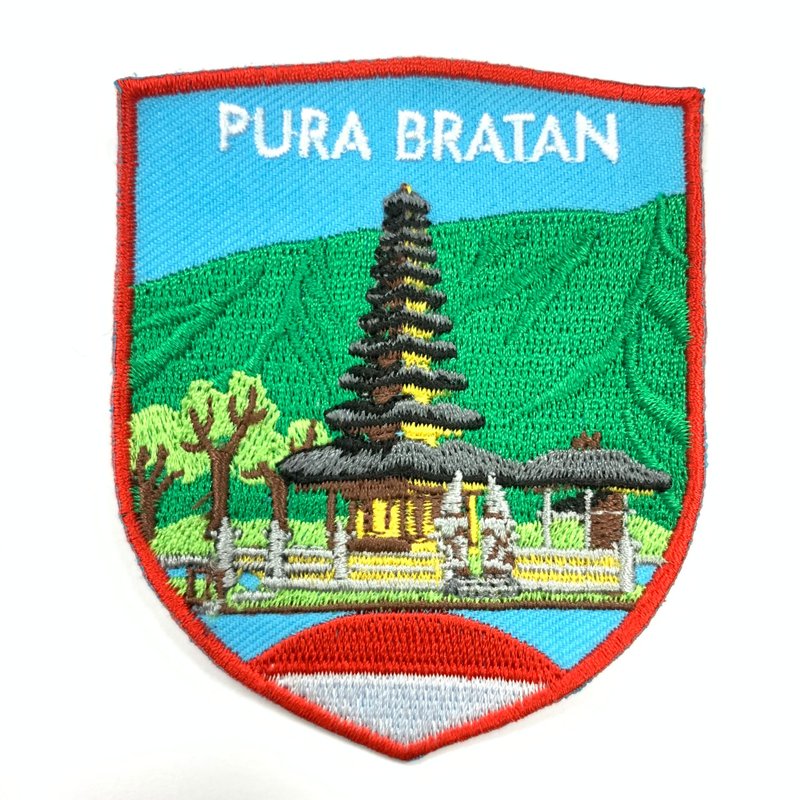 インドネシアウォーターテンプルコート刺繡パッチパッチ布ラベルホットスタンピングバッジエポレットINSパンチ - ピンバッジ・ピンズ - 刺しゅう糸 多色
