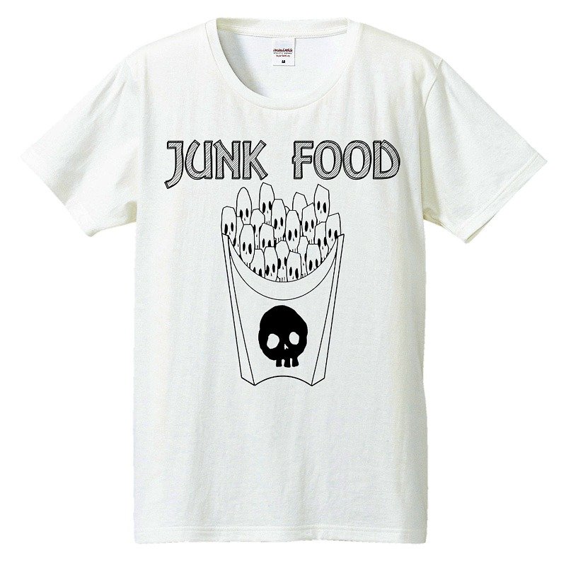 T-shirt / skull French fries - เสื้อยืดผู้ชาย - ผ้าฝ้าย/ผ้าลินิน ขาว