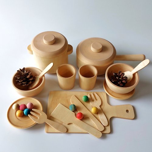 Drevosmart Wooden tea set for toddlers Wooden play kitchen