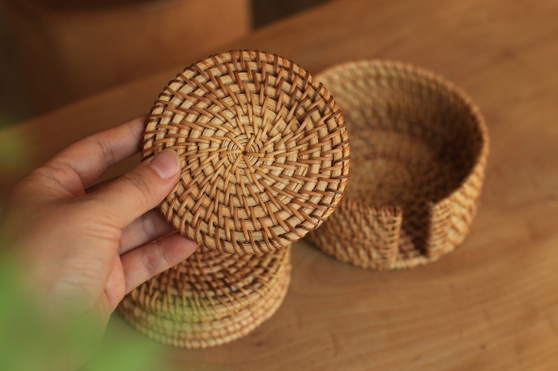 Rattan series | placemats, coasters, tea seats | potholders in multiple sizes | Autumn rattan handmade - ผ้ารองโต๊ะ/ของตกแต่ง - พืช/ดอกไม้ 