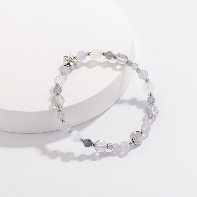 (Attracting noble people) Flowers | Lavender Amethyst Cordierite Blue Pattern/White Agate | Crystal Bracelet - สร้อยข้อมือ - คริสตัล สีม่วง