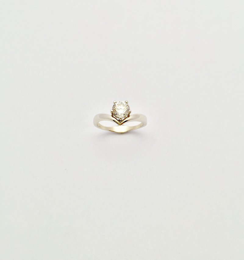 Yi Jewelry - 掌心戒指 925銀 水晶 - 戒指 - 純銀 銀色