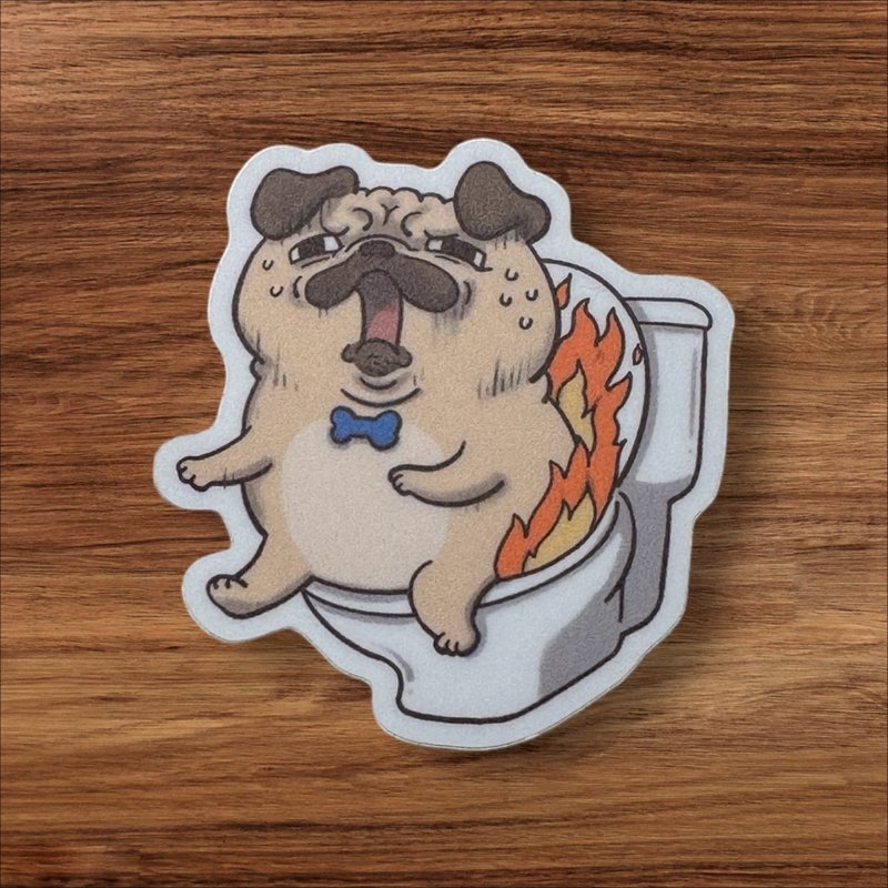 Burnout animals PVC waterproof stickers ∣ Pug after hotpot - สติกเกอร์ - พลาสติก 