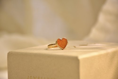 OON JEWELLERY 14k金紅心翡翠阿婆戒指
