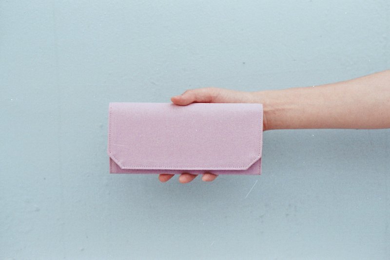 Baby pink Canvas Wallet with Washable Paper, Lightweight, Eco-friendly Material - กระเป๋าสตางค์ - กระดาษ สึชมพู