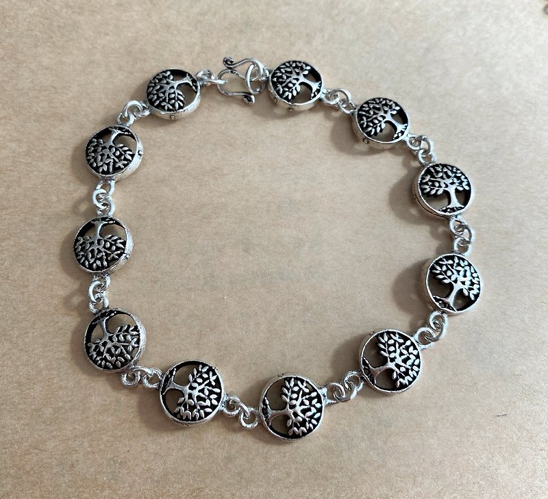 Tree of life sterling silver bracelet (round) - Bracelets - Sterling Silver Silver