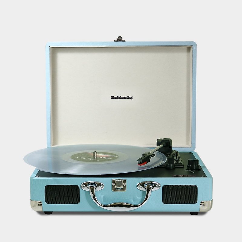 第二代黑膠唱片播放器(連接手機電腦)生日 聖誕耶誕 交換禮物 - 藍牙喇叭/音響 - 木頭 藍色