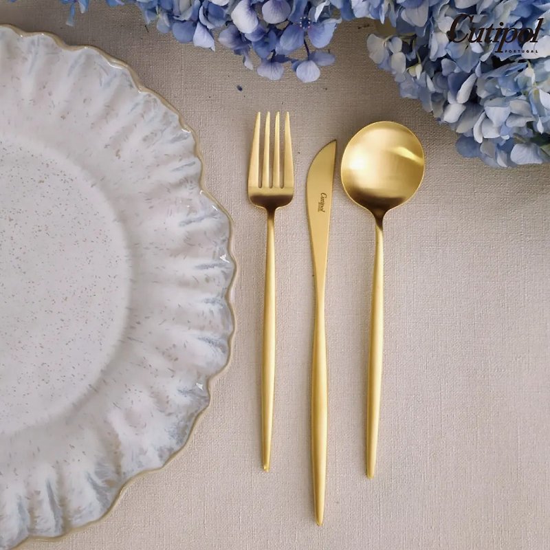 MOON  MATTE GOLD 3 Pieces Set (Table Knife/Spoon/Fork) - Cutlery & Flatware - Stainless Steel Gold