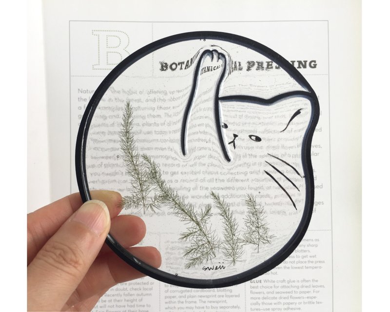 貓咪 壓花 杯墊及飾物盤  二用多功能設計 接單定製 小文竹 - 杯墊 - 樹脂 綠色