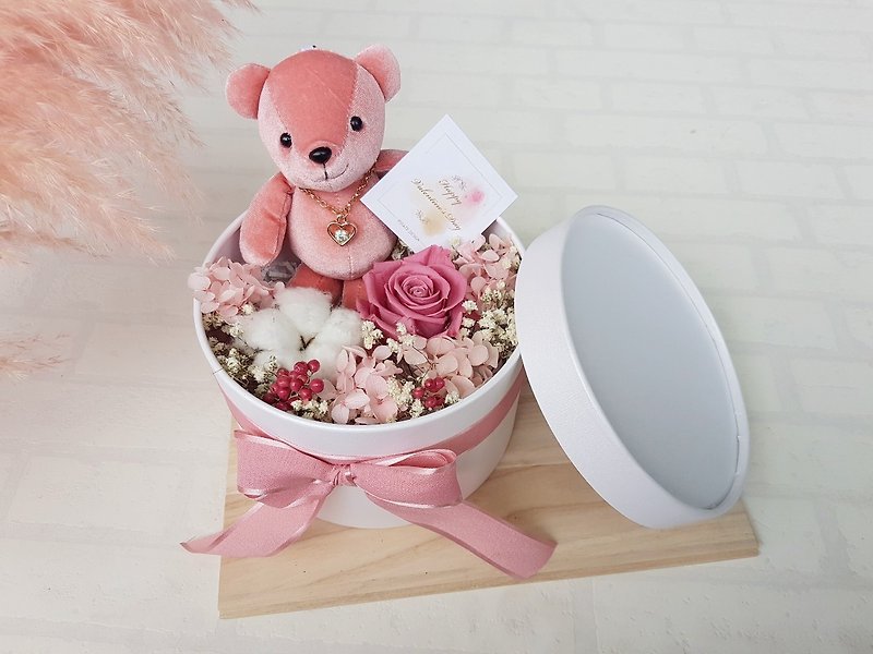 Haizang Design | 2020 Lover Only. Misty Pink Bear Aini Rose Gift - ของวางตกแต่ง - พืช/ดอกไม้ สึชมพู
