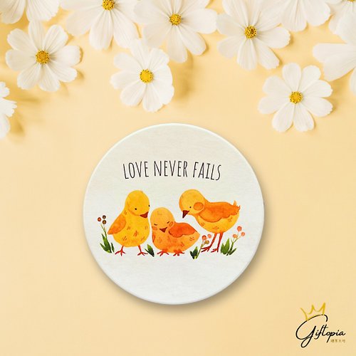 Giftopia 禮享天地 【三隻小雞 Love Never Fails 】陶瓷吸水杯墊 台灣製
