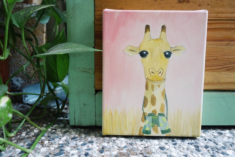 小畫框原畫『 長頸鹿小姐 』想和你去看全世界｜動物的日常系列｜ - 掛牆畫/海報 - 其他材質 粉紅色