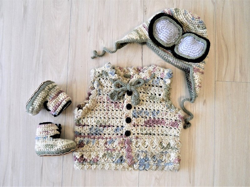 手作り編み物ベビームーンギフトボックスセット（セット全体を割引価格で購入することもできます） - 出産祝い用贈物 - ウール 多色