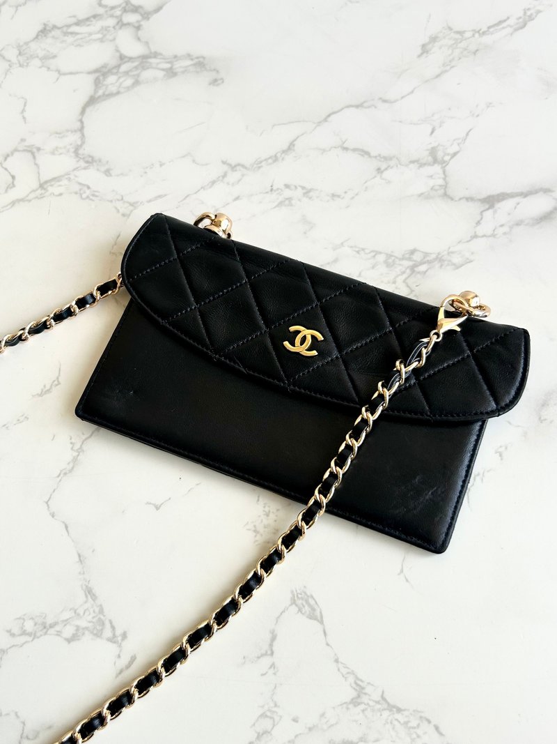 中古包 Chanel黑色小羊皮革包 長夾 斜背包 單肩包 側背包 二手包 - 側背包/斜背包 - 真皮 黑色