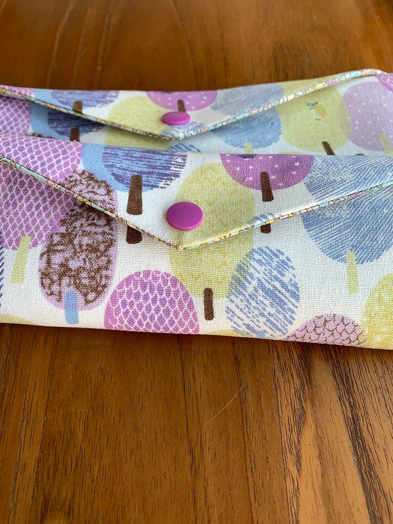 Wenqingfeng environmentally friendly chopsticks bag ~ warm heart lavender purple Japanese storage bag hand-made tableware bag. Gift - กล่องเก็บของ - ผ้าฝ้าย/ผ้าลินิน สีม่วง
