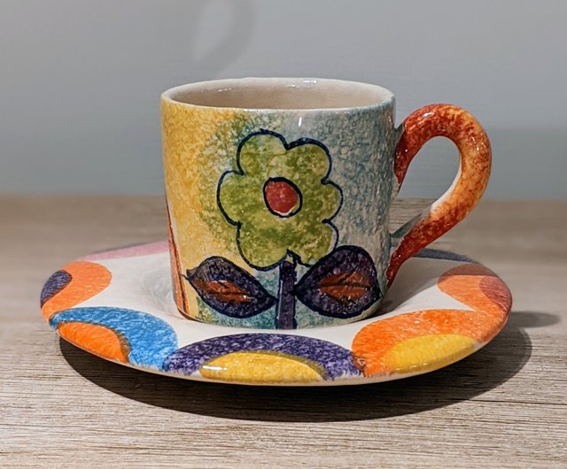 イタリアの手作り陶器 - RA Roman Love エスプレッソカップセット