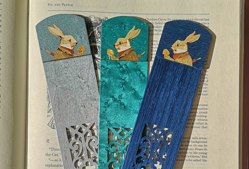 Rabbit Hare wooden Bookmark, gift for book lover - ที่คั่นหนังสือ - ไม้ หลากหลายสี