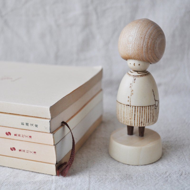 Mushroom girls kokeshi 6 - Stuffed Dolls & Figurines - Wood Brown