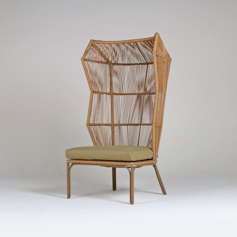 Leisure Chair-Rice Color-Artificial Rattan Indoor/Outdoor /High Back Chair - เก้าอี้โซฟา - วัสดุกันนำ้ สีกากี