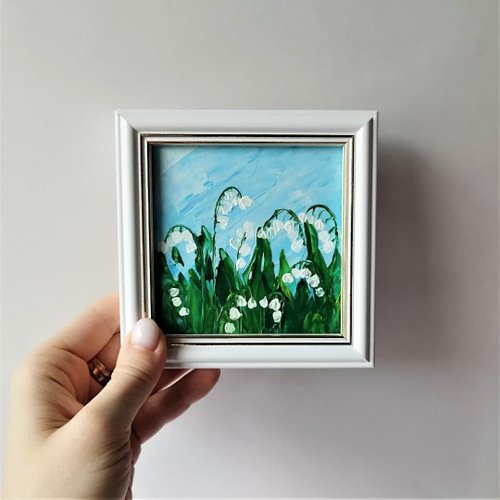 絵画 インテリア　絵　額付き(白）油絵　F4-090116　花（すずらん） 714tiGrXfRL._UF894,1000_QL80_.jpg
