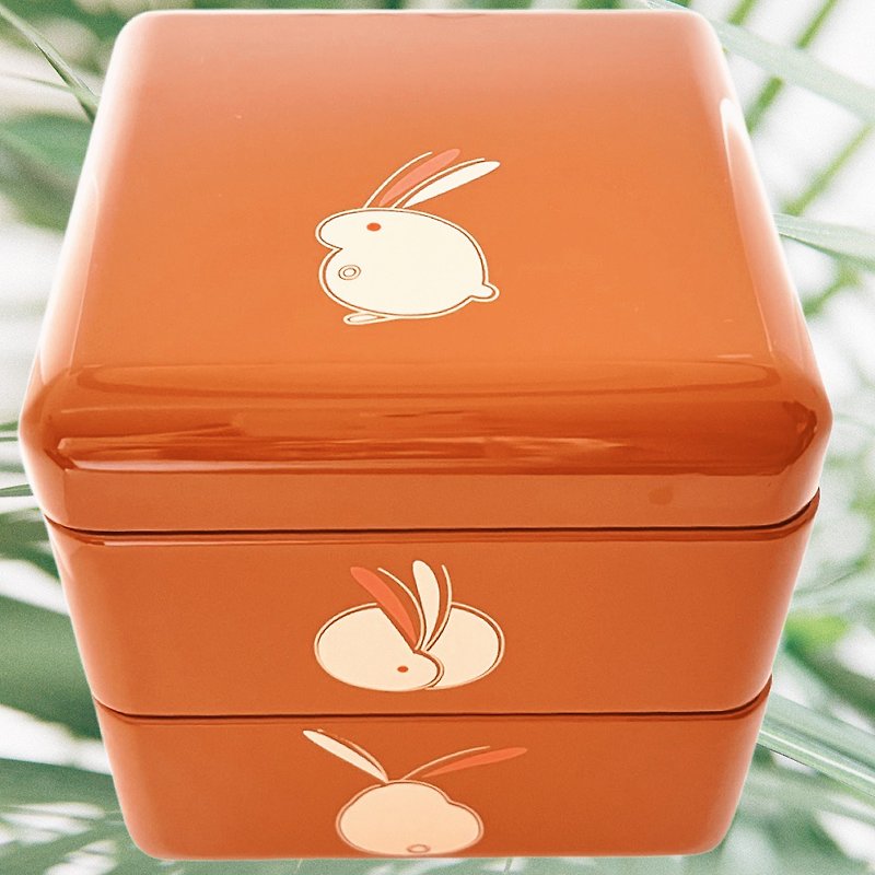 [Mini Weight] Rabbit Washed Vermilion Lacquer Made in Japan - Lunch Boxes - Wood Orange