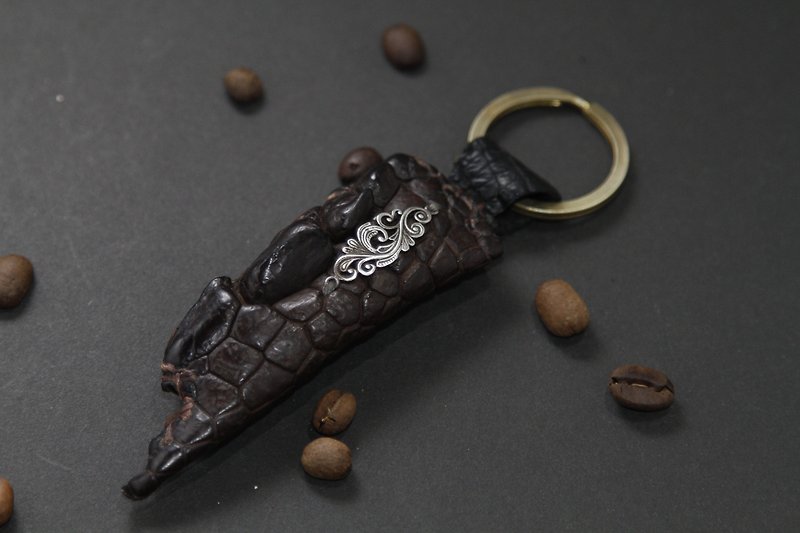 Genuine crocodile leather key chain - Keychains - Genuine Leather Brown