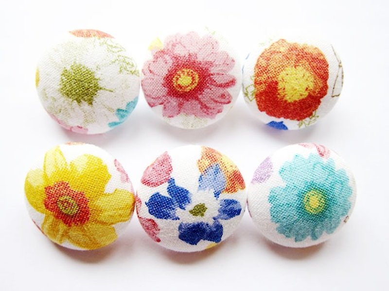 Cloth button button knitting sewing handmade material colorful flower bush button DIY material - เย็บปัก/ถักทอ/ใยขนแกะ - กระดาษ หลากหลายสี