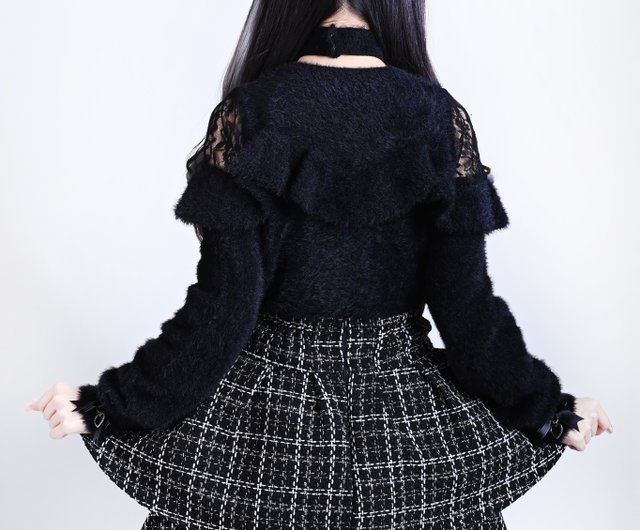 美品✨レオナール❤️ラインストーン ビーズ 装飾 半袖 ニット LL ネイビー レオパード柄バルーンスリーブオーバーニット 韓国ファッション