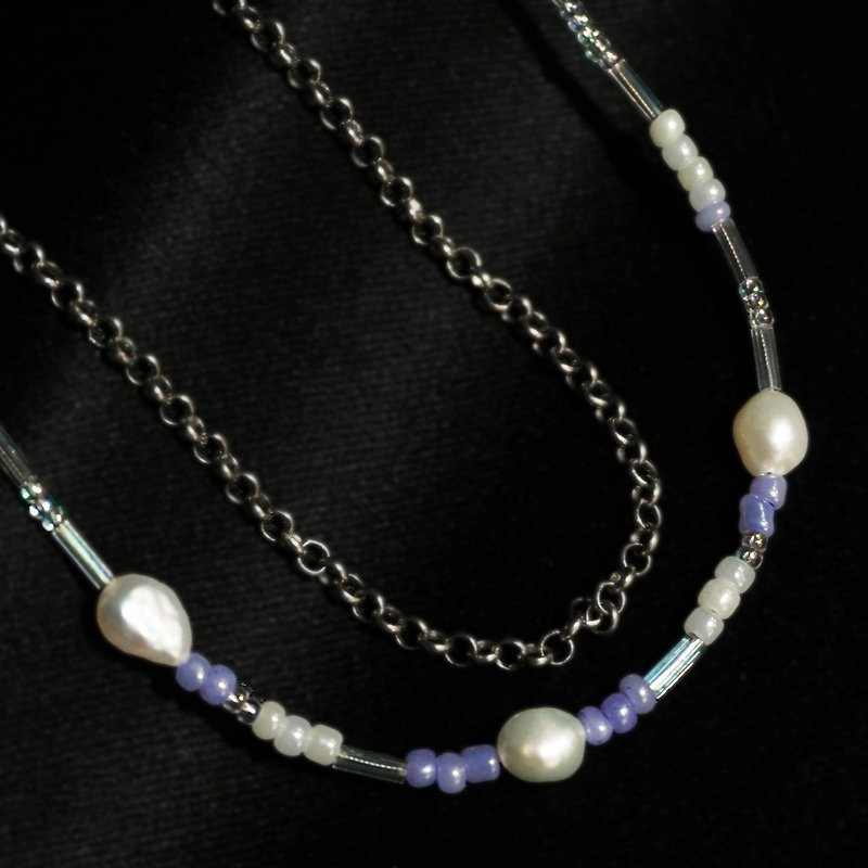 EUREKA 04 / Handmade Beaded Necklace/ Unshaped Freshwater Pearls/ Colorful Beads - Necklaces - Semi-Precious Stones Purple