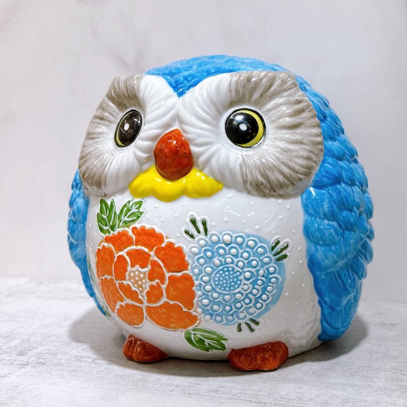 【梟韻花語】日本九谷燒貓頭鷹 | 籃盛 - 擺飾/家飾品 - 瓷 藍色