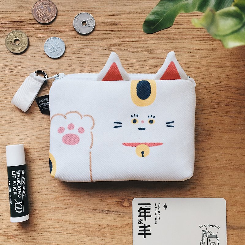 coin purse & card case Lucky cat - Wallets - Other Materials White