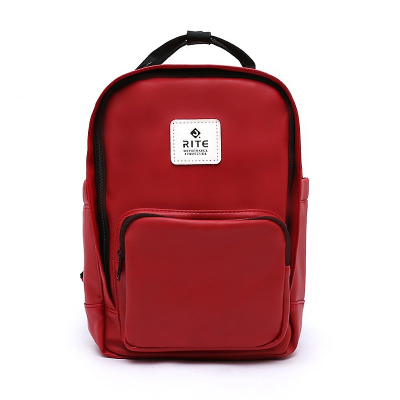 RITE-Le Tour Series-2way Loose Heart Bag - Vintage Color Series - Leather Red - กระเป๋าเป้สะพายหลัง - วัสดุกันนำ้ สีแดง