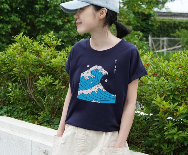 もちうさぎサーフィンTシャツ - ショップ Mori Shu Tシャツ - Pinkoi