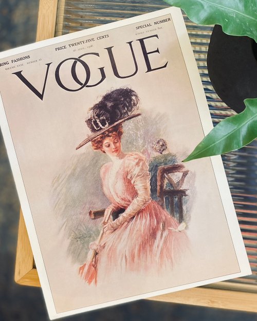 VOGUEポスター VTG OCTOBER 1957 VOGUE COVER PRINT FRAMED JOHN RAWLING HIGH