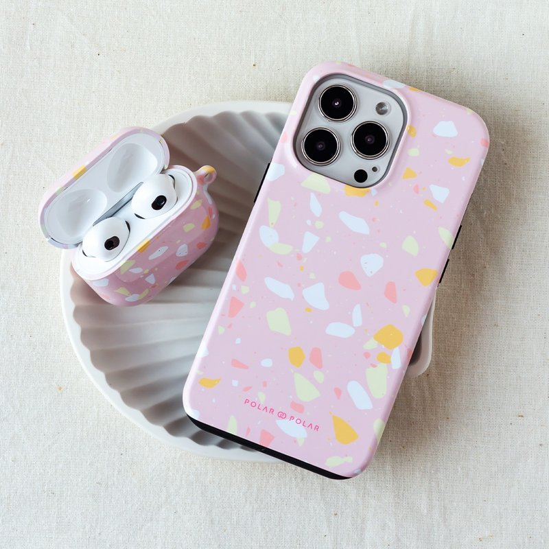 Pink Peony Terrazzo | iPhone 15/14/13 MagSafe Phone Case - Phone Cases - Plastic Pink