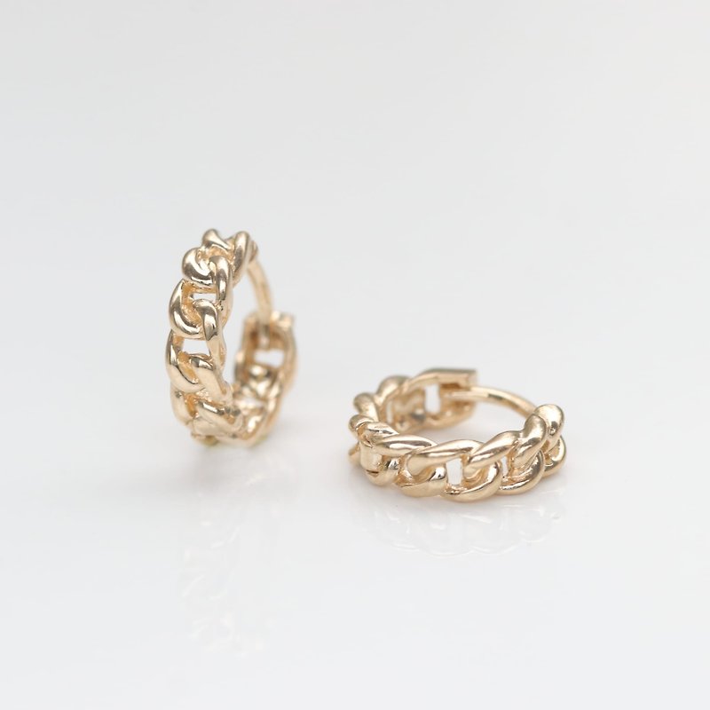 14K thick chain earrings (inner diameter 7.5mm) - Earrings & Clip-ons - Precious Metals Gold