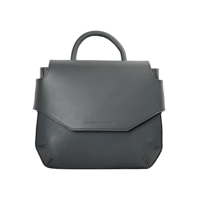 POMOLO shoulder leather bag /Grey - Handbags & Totes - Genuine Leather Gray
