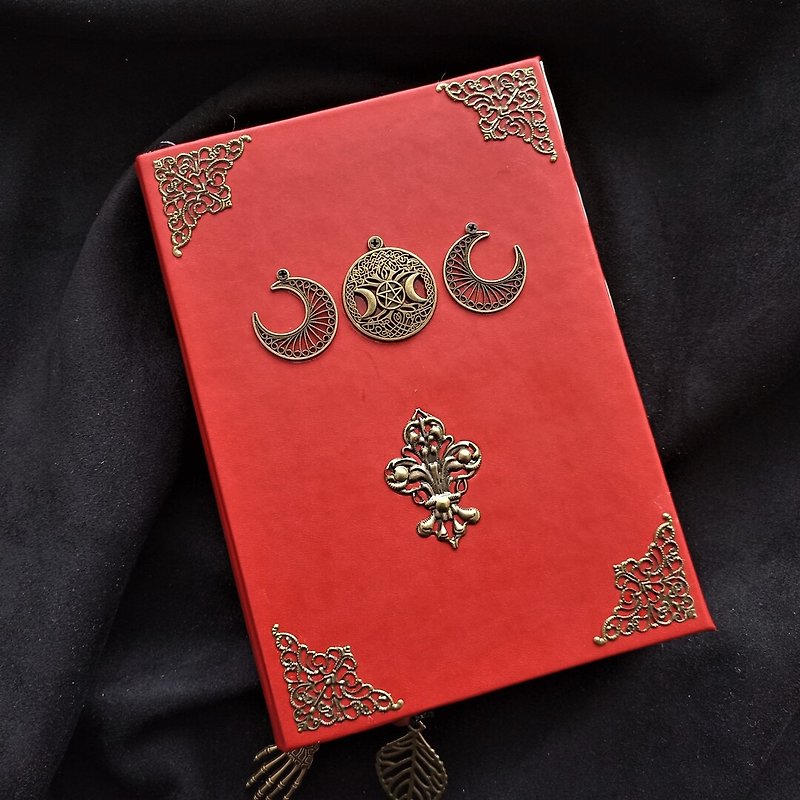 Practical book of shadow BoS Custom grimoire Magic journal handmade for sale - 筆記簿/手帳 - 紙 紅色